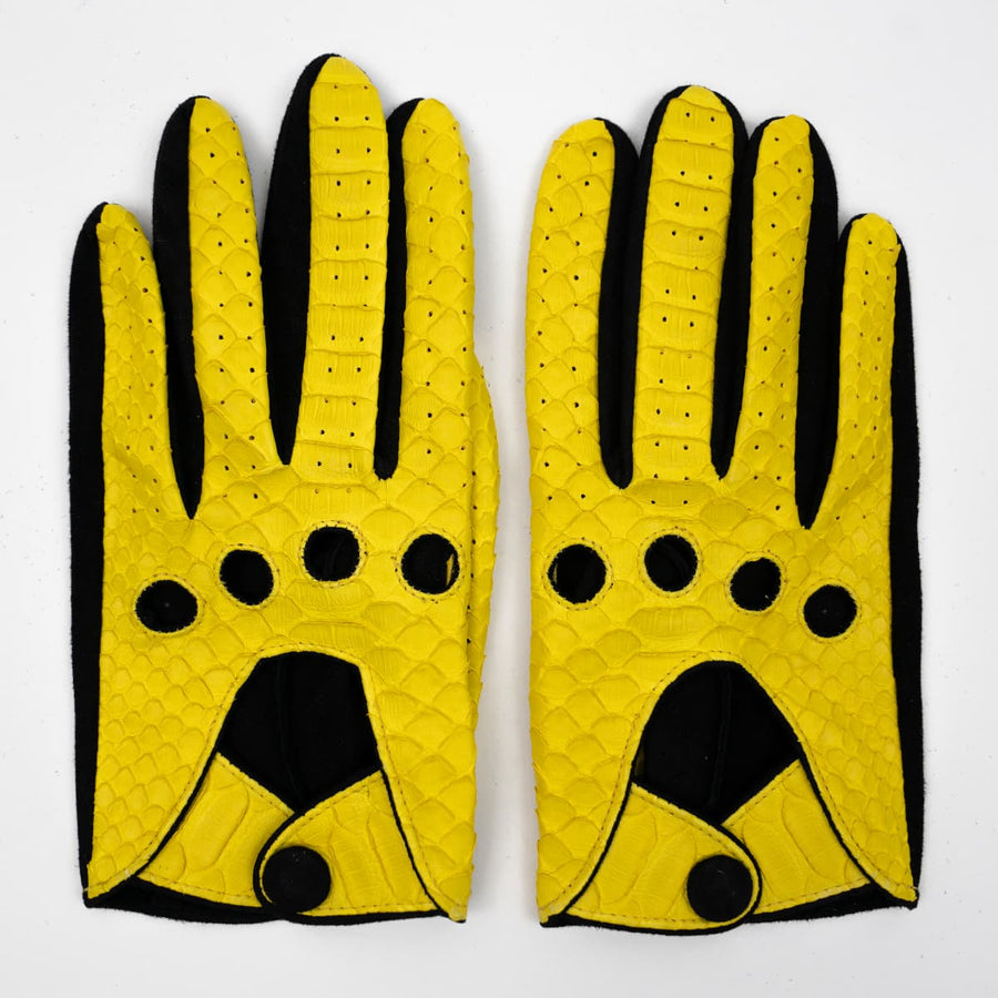 Yellow Python Skin Driving Gloves