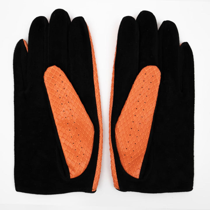 Orange Python Skin Driving Gloves