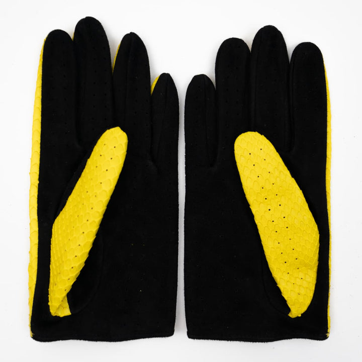 Yellow Python Skin Driving Gloves