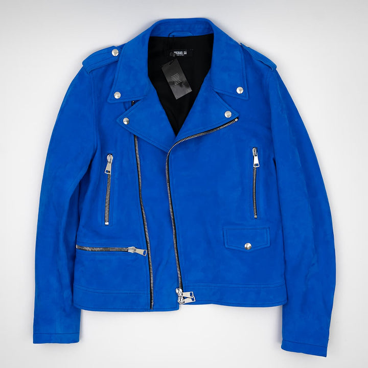 Blue Suede Biker Jacket