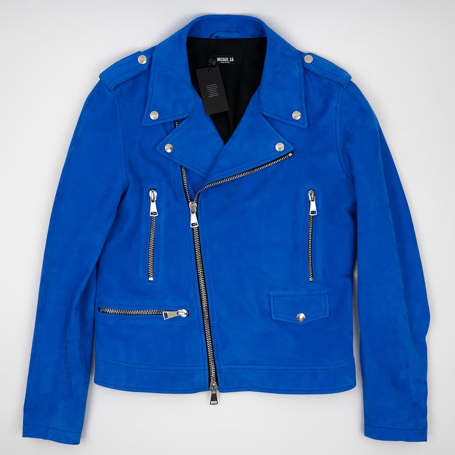 Blue Suede Biker Jacket