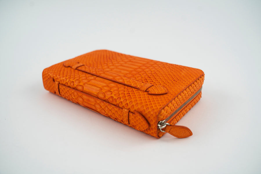 Orange Python Skin Travel Wallet